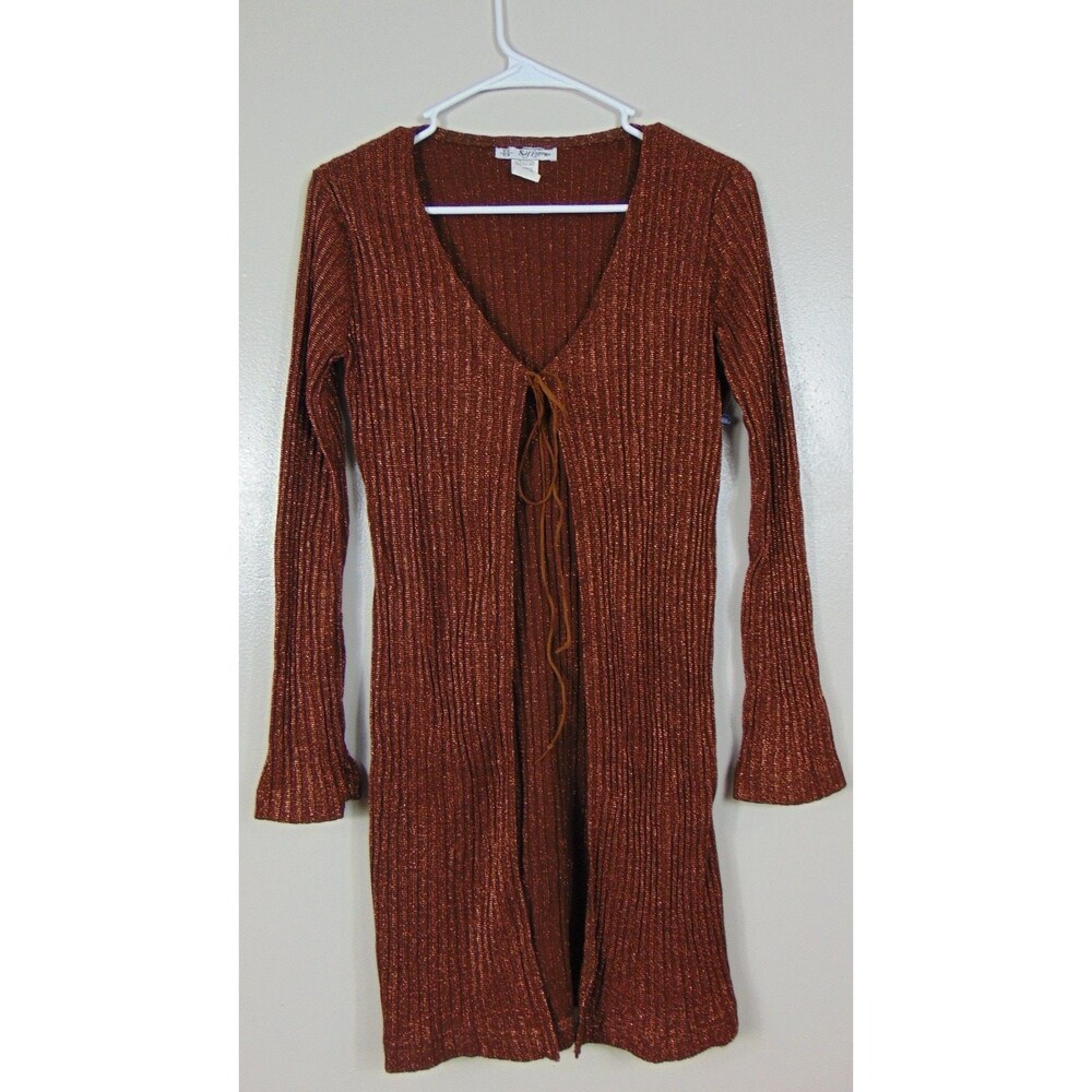 Vintage Self Esteem Tie Front Sweater Medium Ribbed Knit Y2K 90's